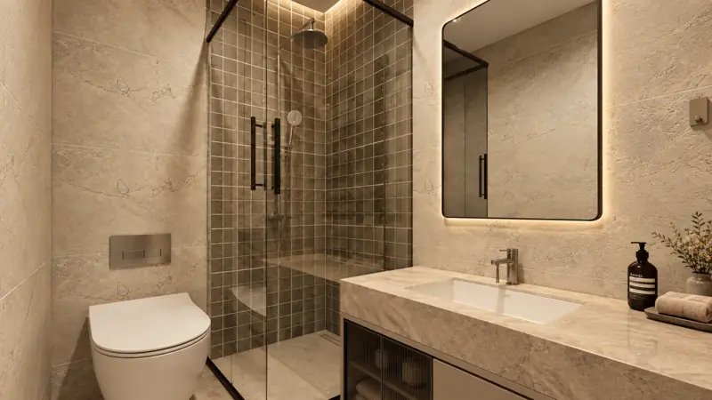 Banyo, gömme rezervuar ve lavabo